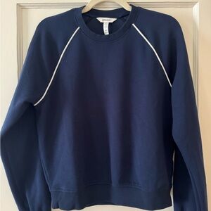 SPANX Women's Navy Sweatshirt with White Accents